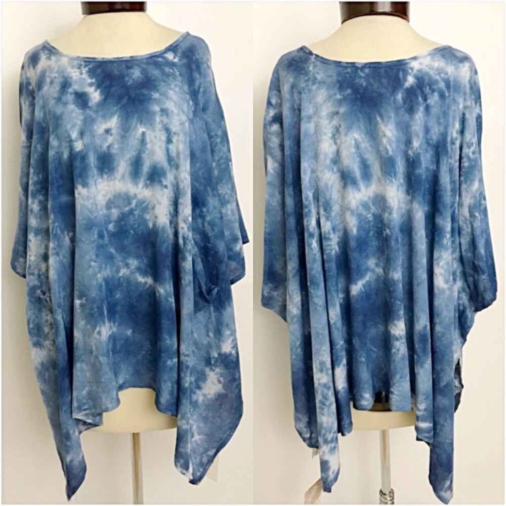 Tie Dye Flowy Tunic Top Coverup O/S - Picture 6 of 7